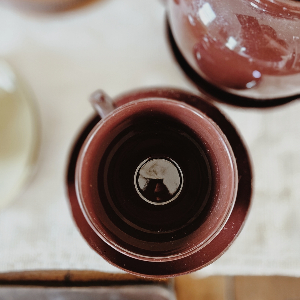 Vintage Ceramic Brown and Green Tea Set - Picture 7 of 9